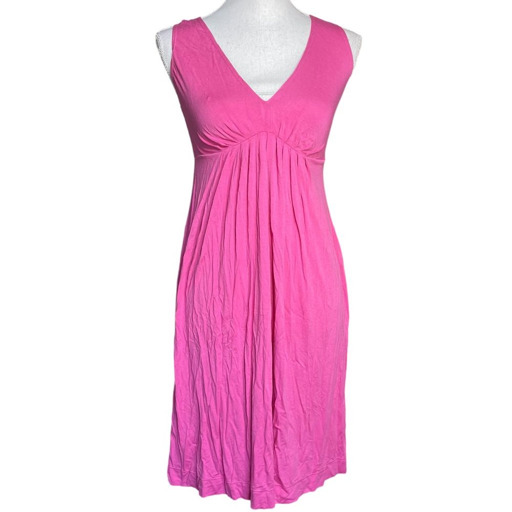 Theory Knee Length Dress S Hot Pink Barbiecore Barbie Rayon Spandex Mandy Reach